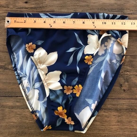 Vintage Caribbean Joe sz 10 2 Piece Tankini Dress Swimsuit Blue Floral High Leg - Picture 6 of 10